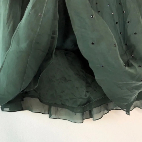 Haute Hippie Green Silk Strapless Rhinestone Detail Empire Waist Dress Size S - Picture 8 of 12